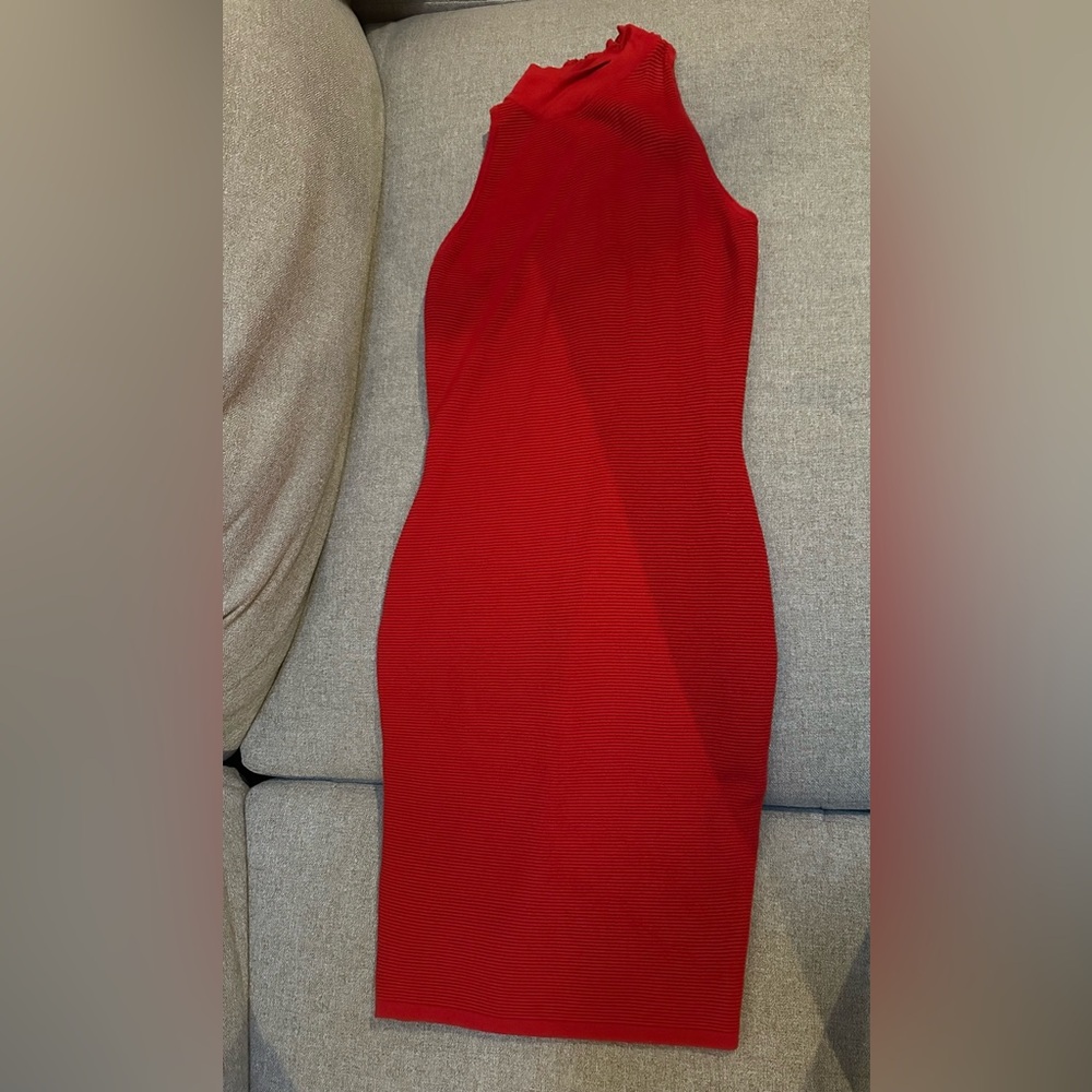 Bar III Vibrant Red sleeveless dress.